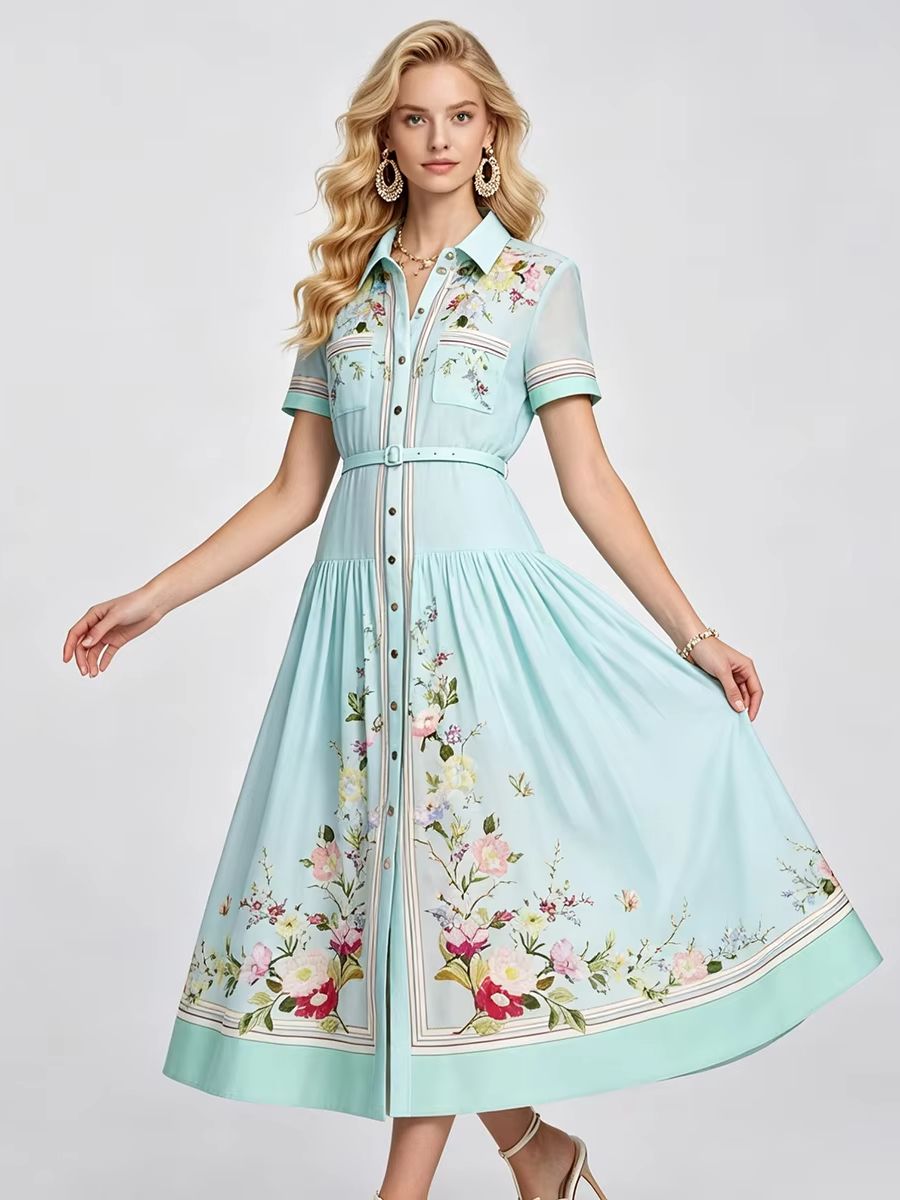 Midi Skirt Floral - Elegant Floral Printted Summer Dresses Women