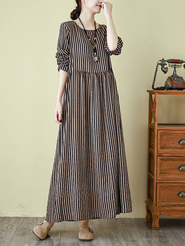 Spring New Style round Neck Lo - огляд і ціна Linen Dress Wrap