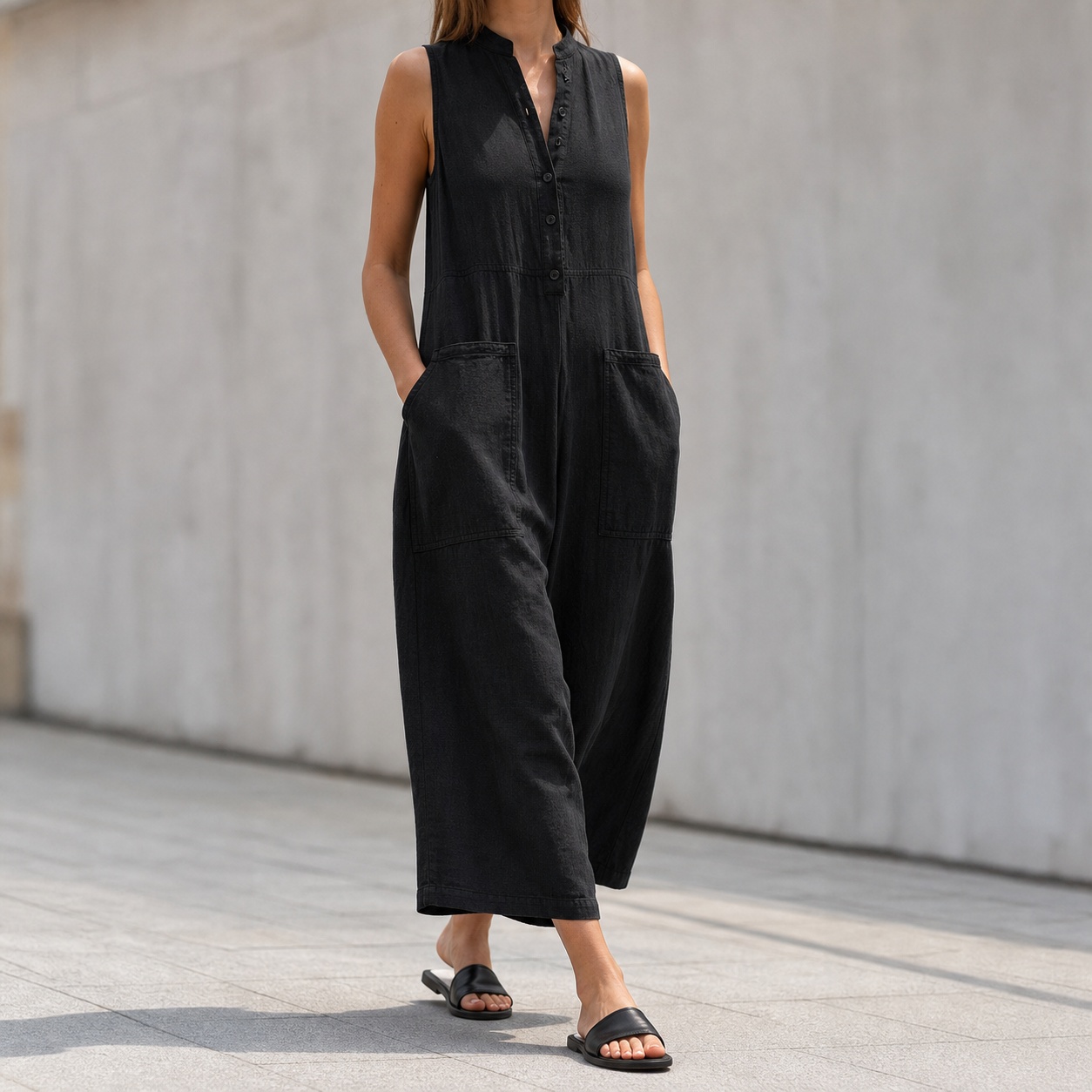 Women's And Woman Sleeveless M - огляд і ціна Jumpsuit Linen Relaxed