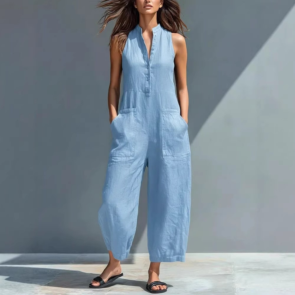 Women's And Woman Sleeveless M - огляд і ціна Jumpsuit Linen Relaxed