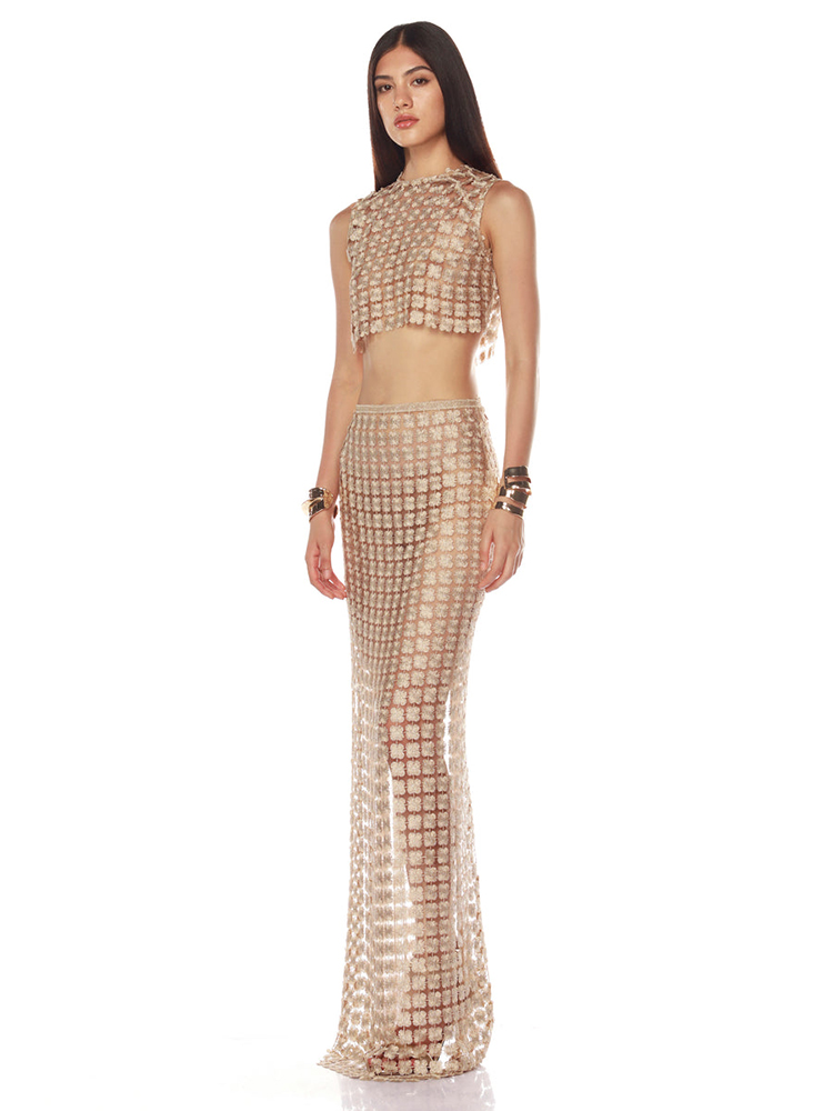 VC Stylish Beige Sleeveless Cr - огляд і ціна Crop Top Crochet