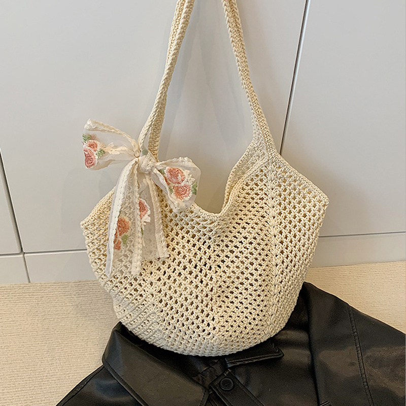 Summer Lace Bow Tote Bags Wome - огляд і ціна Crochet Bag Raffia
