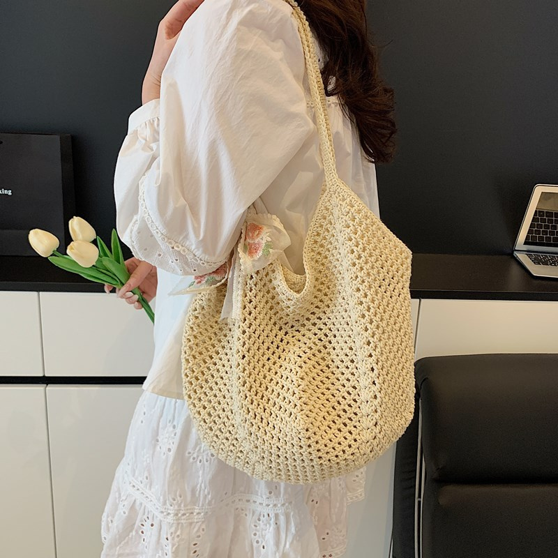 Summer Lace Bow Tote Bags Wome - огляд і ціна Crochet Bag Raffia