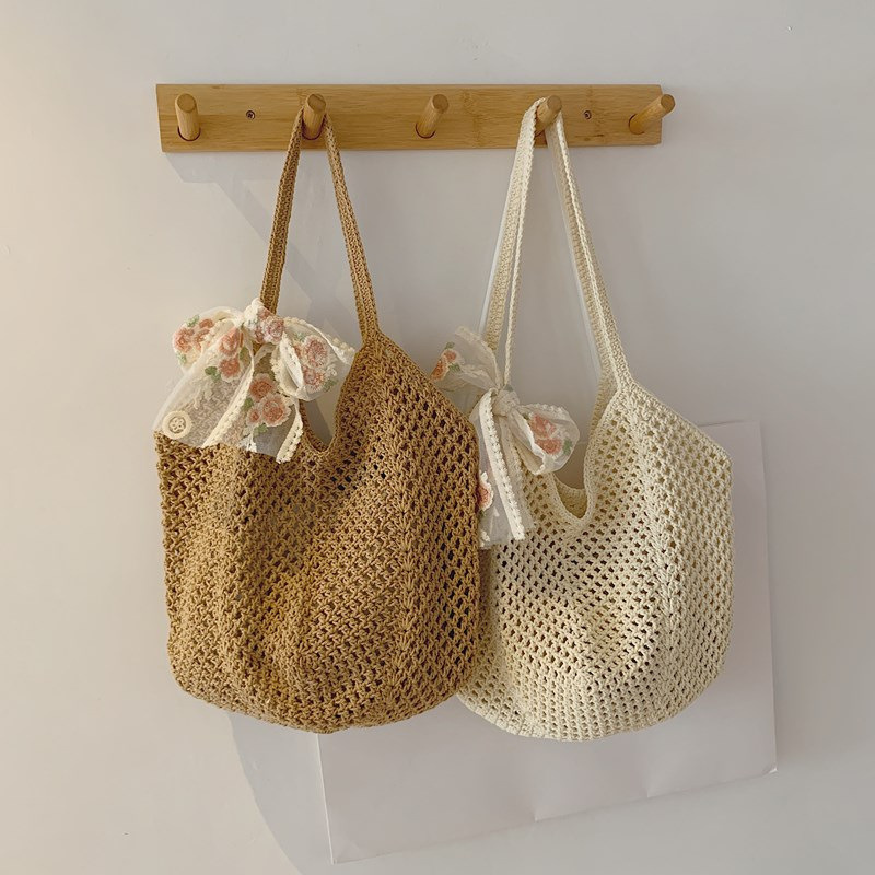 Summer Lace Bow Tote Bags Wome - огляд і ціна Crochet Bag Raffia