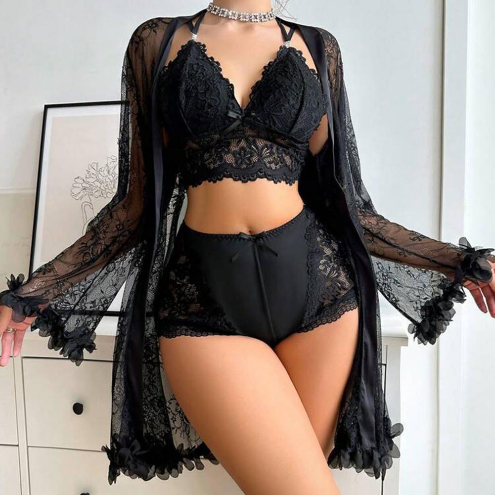 Sexy Sleepwear Set Floral Lace - огляд і ціна Kimono Sheer Floral