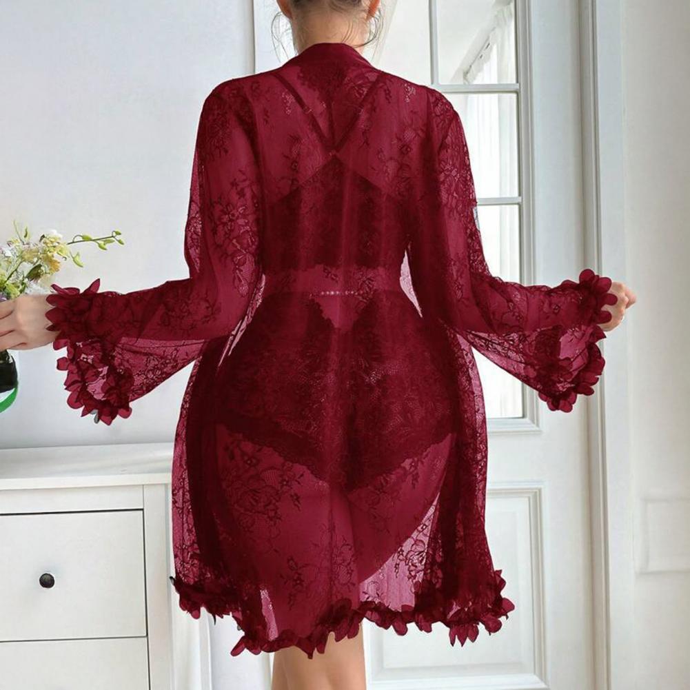Sexy Sleepwear Set Floral Lace - огляд і ціна Kimono Sheer Floral
