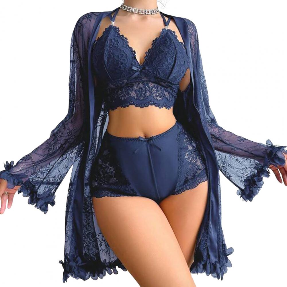 Sexy Sleepwear Set Floral Lace - огляд і ціна Kimono Sheer Floral