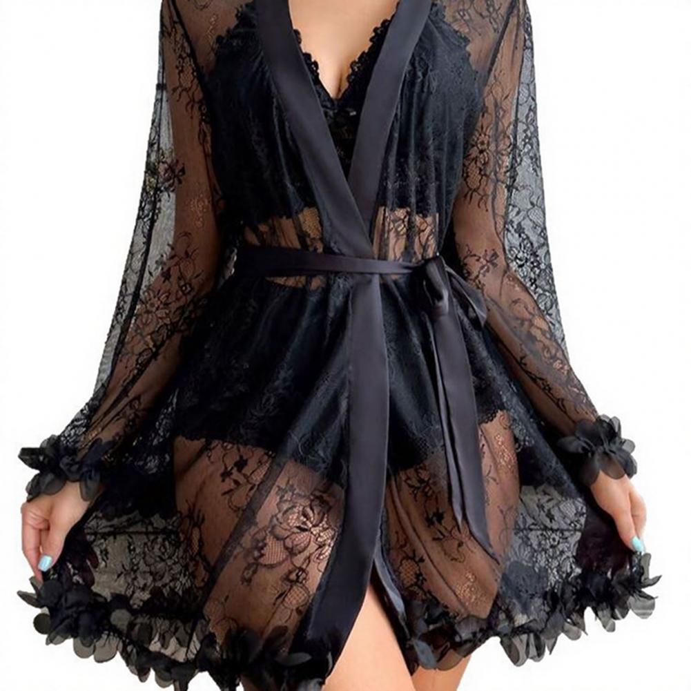 Sexy Sleepwear Set Floral Lace - огляд і ціна Kimono Sheer Floral