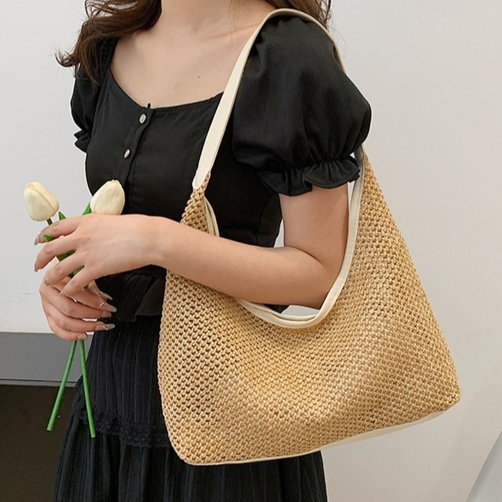Cute Solid Color Weave Straw B - огляд і ціна Tote Bag Beach