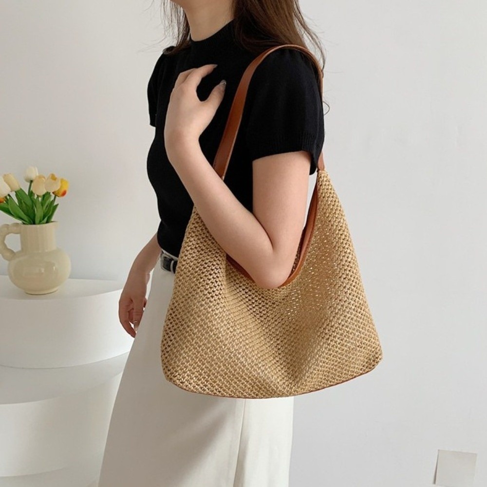 Cute Solid Color Weave Straw B - огляд і ціна Tote Bag Beach