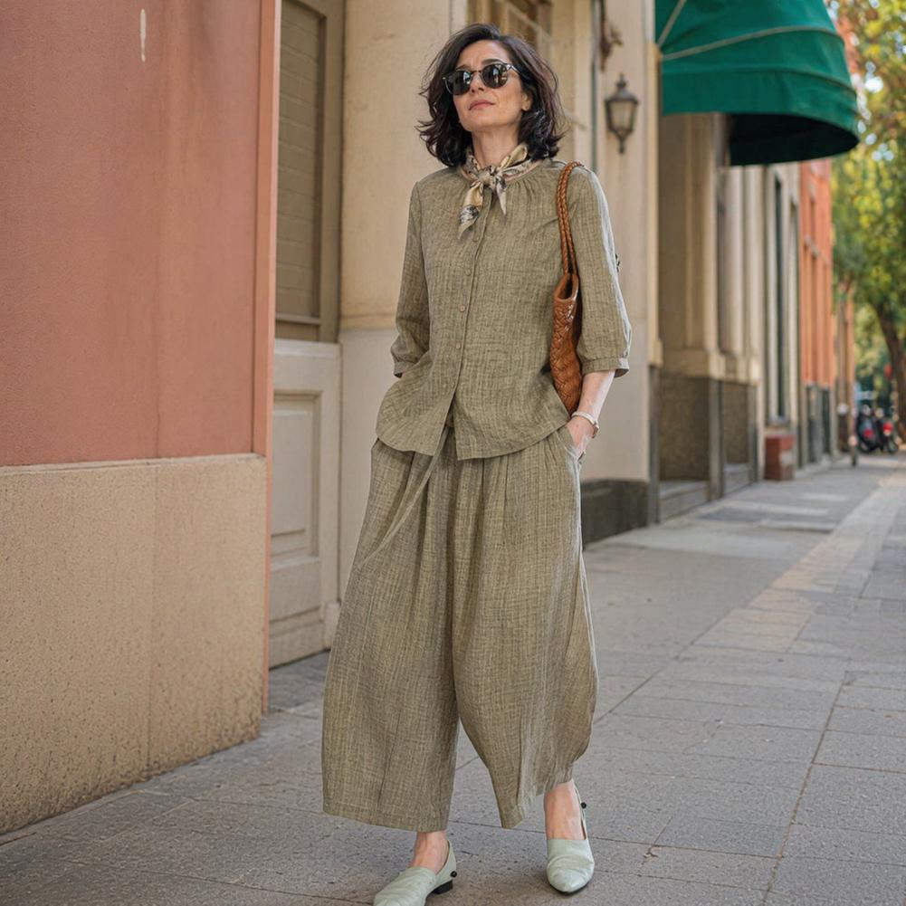 2026 Plus Size Casual Suit Wom - огляд і ціна Linen Pant Wide