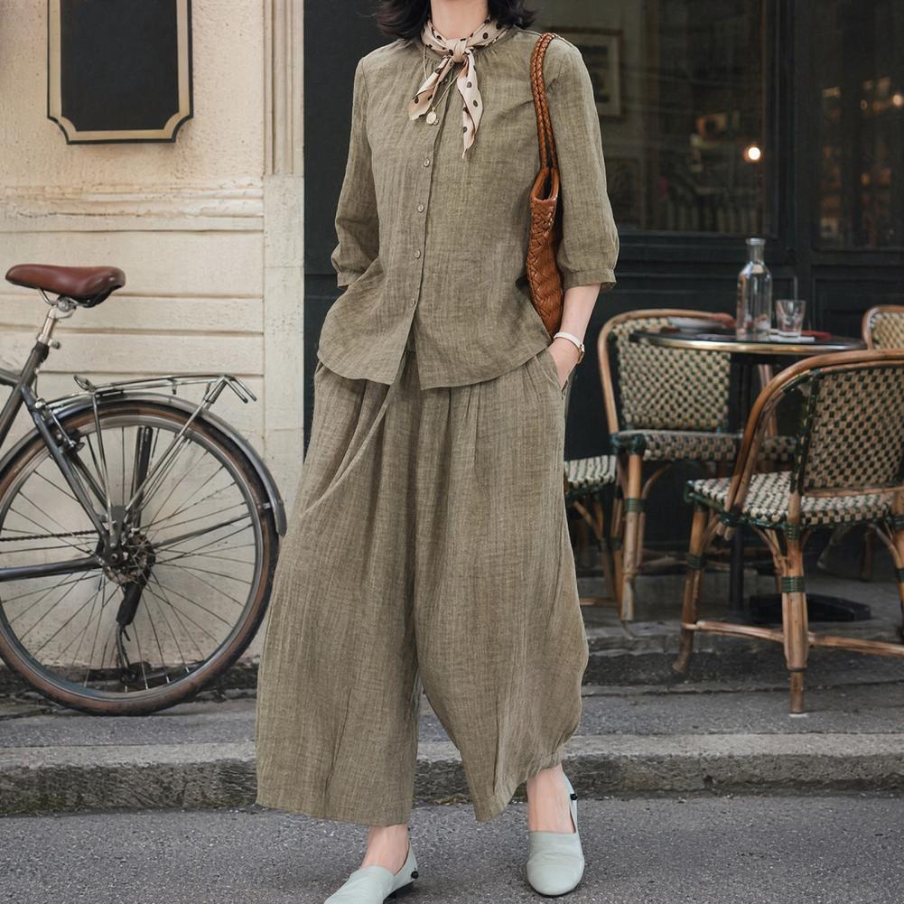 2026 Plus Size Casual Suit Wom - огляд і ціна Linen Pant Wide