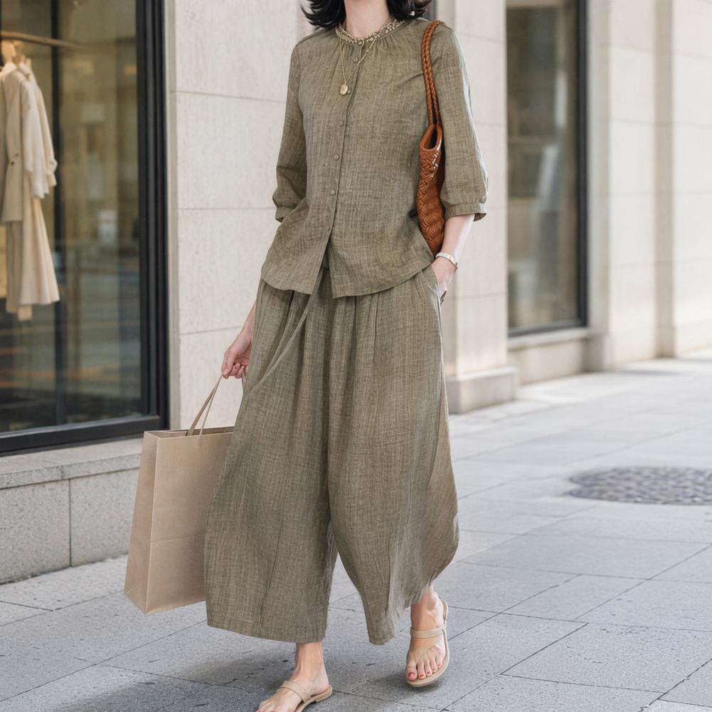 2026 Plus Size Casual Suit Wom - огляд і ціна Linen Pant Wide