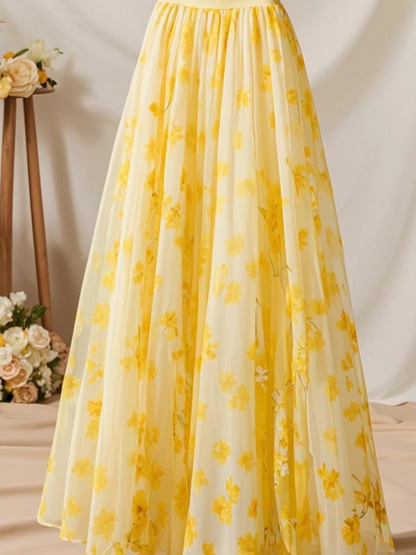 Summer 2026 High Waist Yellow  - огляд і ціна Midi Skirt Floral