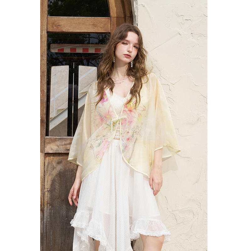 ELFSACK New Chinese Frog Butto - огляд і ціна Kimono Sheer Floral
