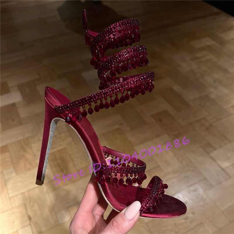 Rhinestone Snake Shape Ankle S - огляд і ціна Sandal Strappy Heeled