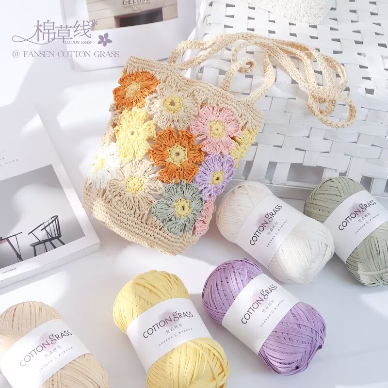 50g Cotton Grass Yarn Raffia S - огляд і ціна Crochet Bag Raffia