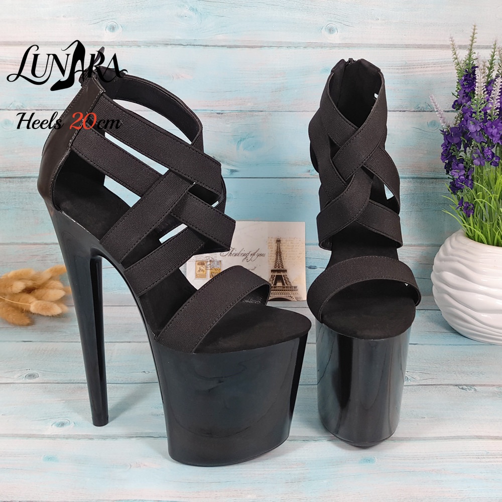 Womens 20cm/8Inch Black Strapp - огляд і ціна Sandal Strappy Heeled