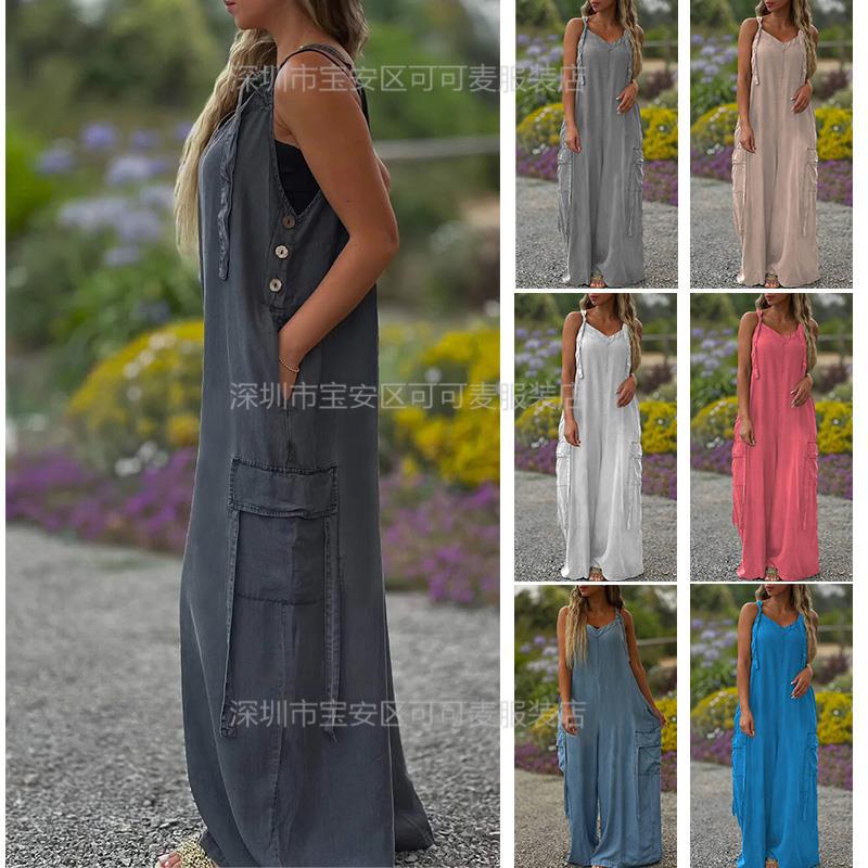 Loose Summer Jumpsuit Casual L - огляд і ціна Jumpsuit Linen Relaxed