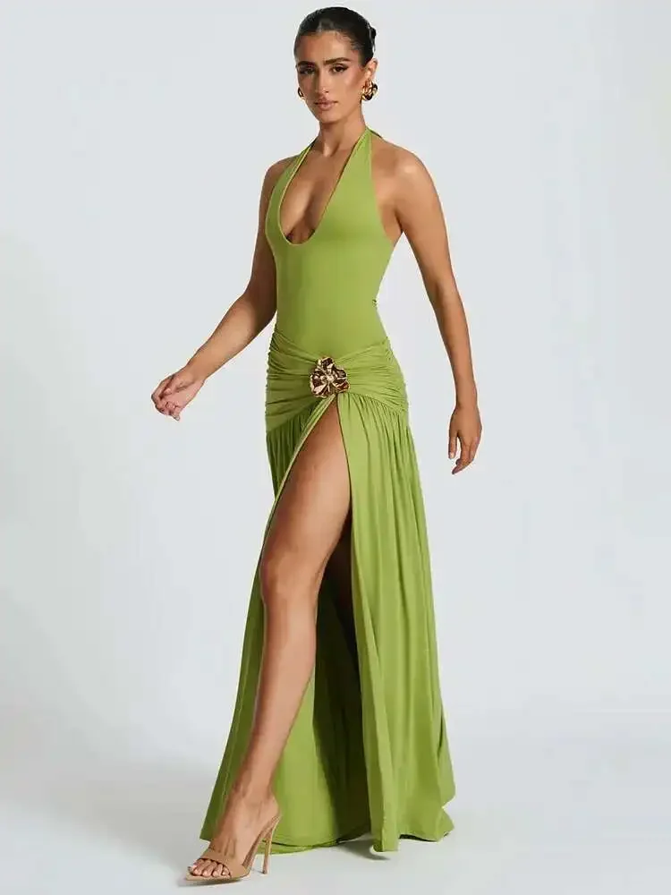 Elegant Sexy Split Backless Ma - огляд і ціна Maxi Dress Halter