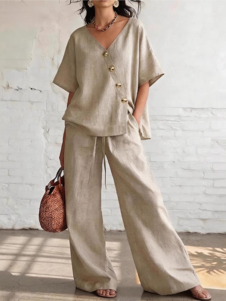 Casual Cotton Loose Pants Sets - огляд і ціна Linen Pant Wide