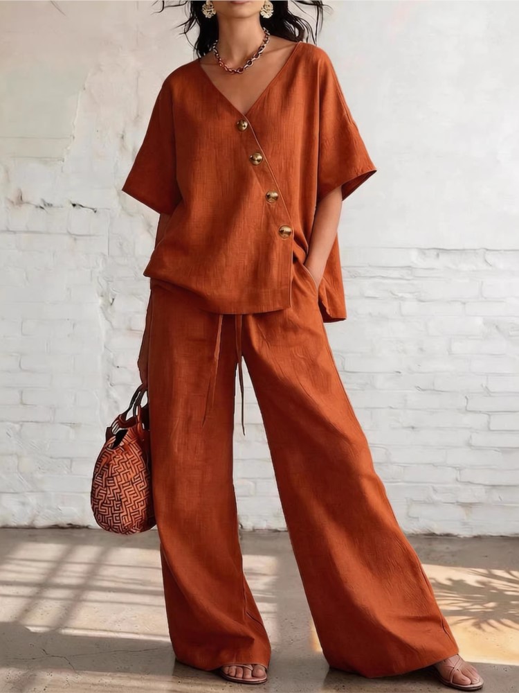 Casual Cotton Loose Pants Sets - огляд і ціна Linen Pant Wide