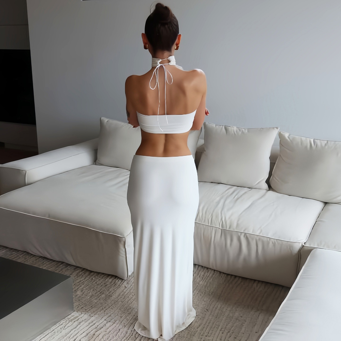 Women White Sexy Slim Waist-ba - огляд і ціна Maxi Dress Halter