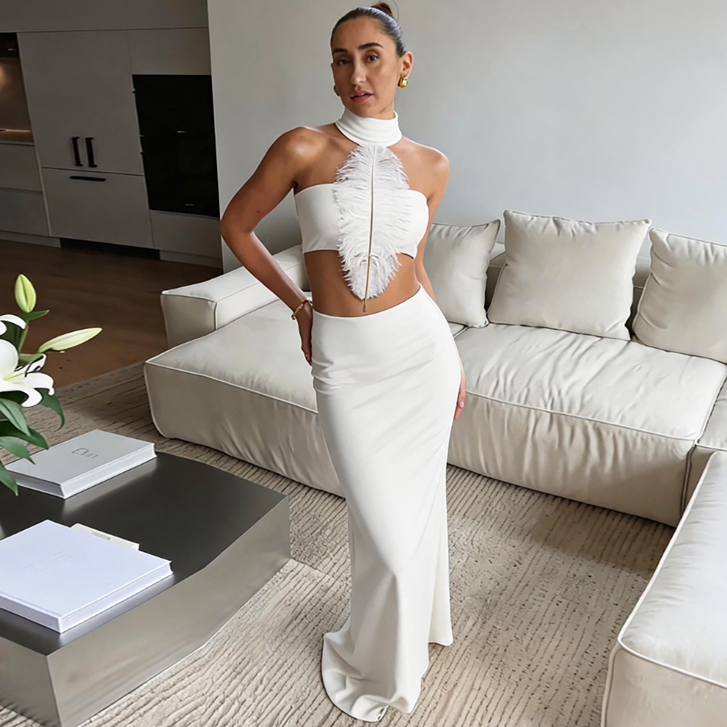 Women White Sexy Slim Waist-ba - огляд і ціна Maxi Dress Halter