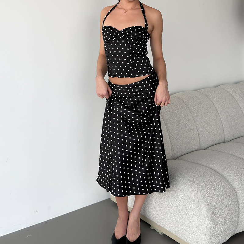 Two Piece Set Polka Dot Skirts - огляд і ціна Crop Top Crochet
