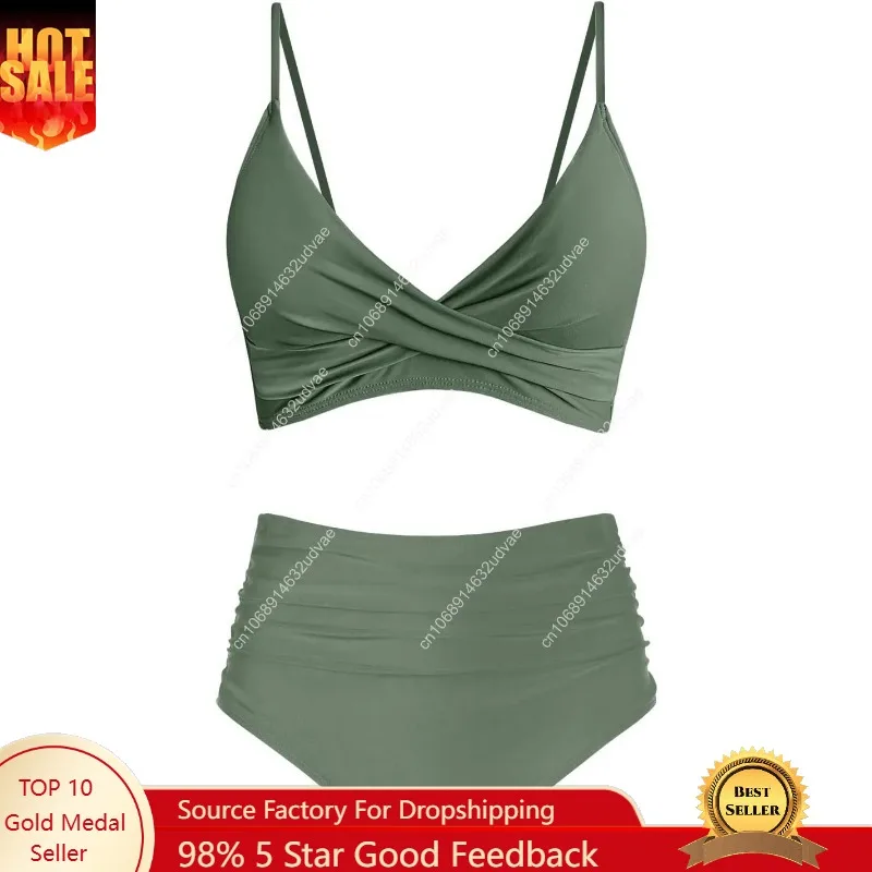 Women's High Waisted Bikini Se - огляд і ціна Swimsuit Bikini Ruched
