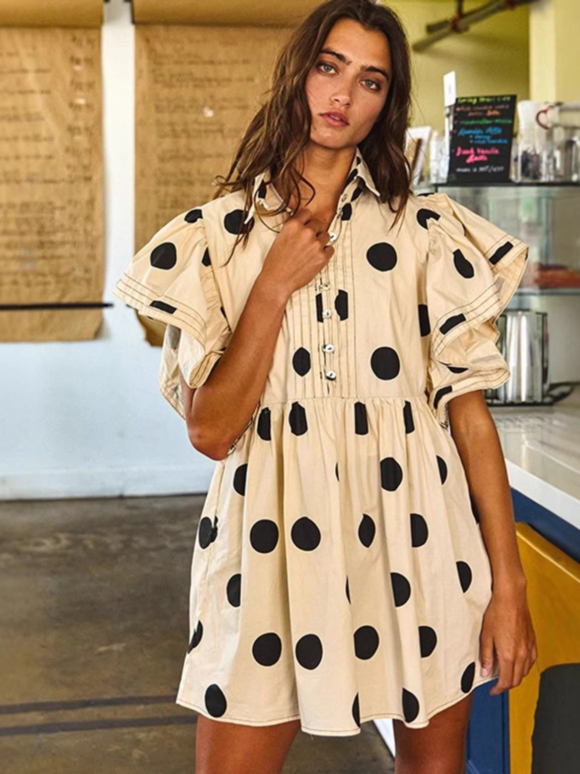 Spring Summer Polka Dot Print  - огляд і ціна Blouse Off Shoulder