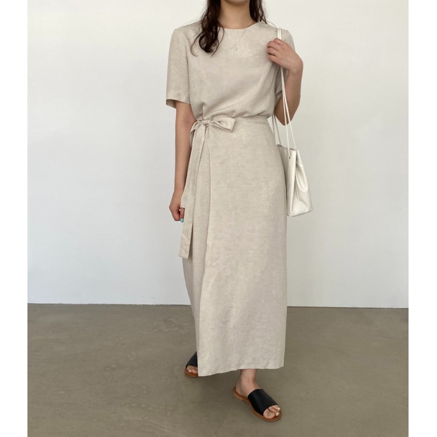 Elegant Cotton Linen Wrap Dres - огляд і ціна Linen Dress Wrap
