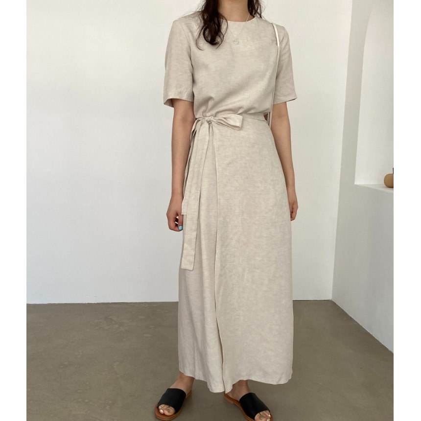 Elegant Cotton Linen Wrap Dres - огляд і ціна Linen Dress Wrap