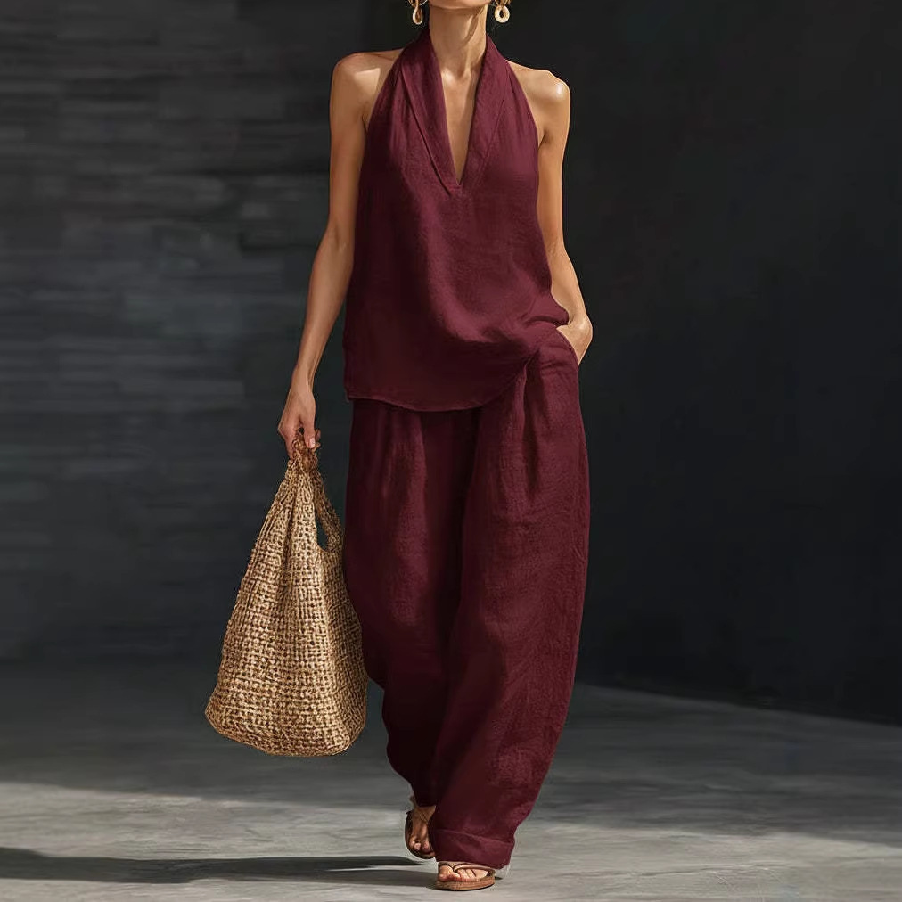 Summer Retro Solid Cotton Line - огляд і ціна Linen Pant Wide