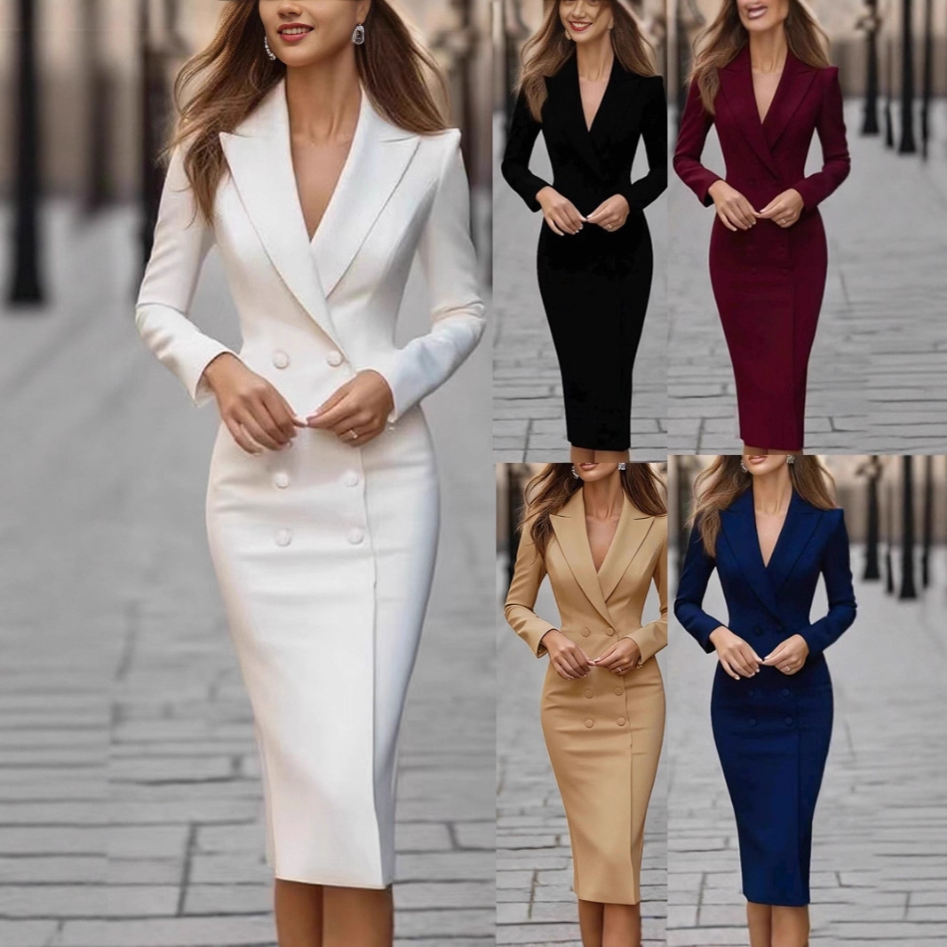 Pure Color Slim Double Breaste - огляд і ціна Linen Dress Wrap