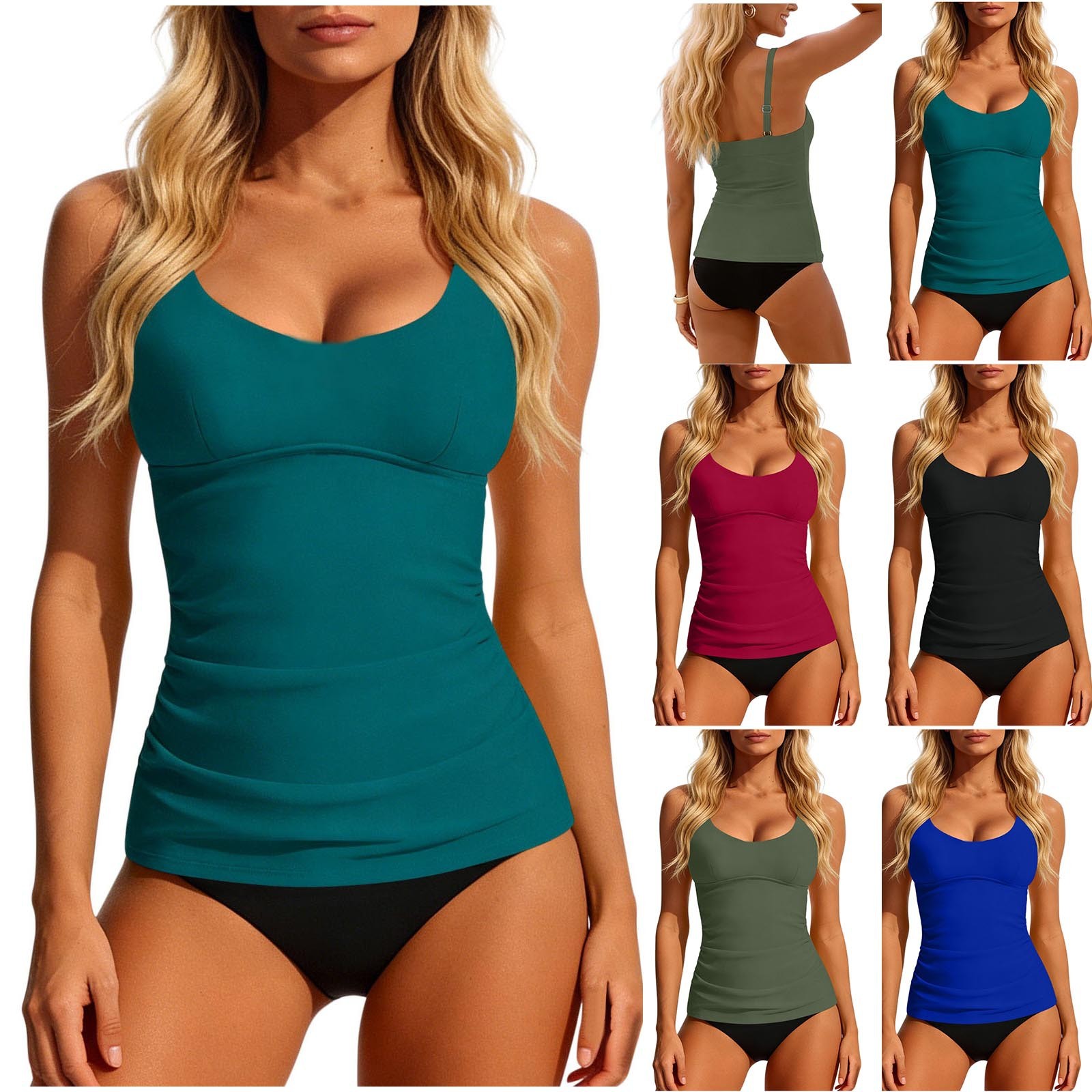 Women's 2026 Tankini Teal Scoo - огляд і ціна Swimsuit Bikini Ruched
