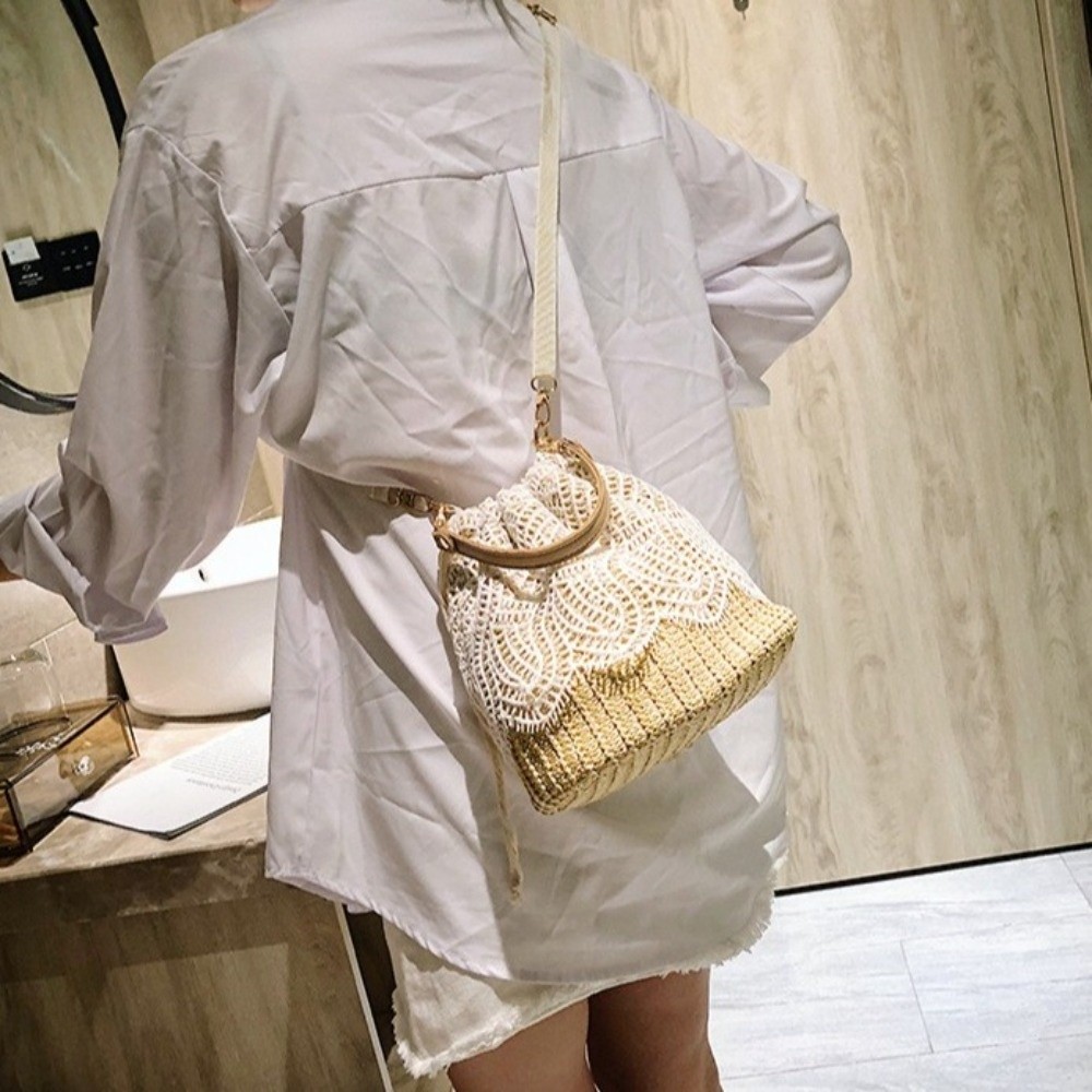 Vintage Lace Straw Shoulder Ba - огляд і ціна Tote Bag Beach