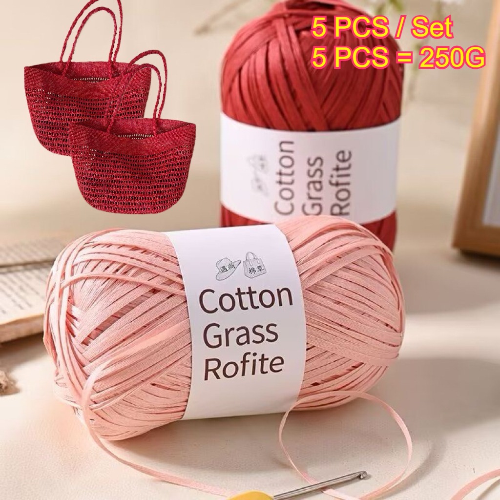 5PCS 250g Raffia Paper Rope Kn - огляд і ціна Crochet Bag Raffia