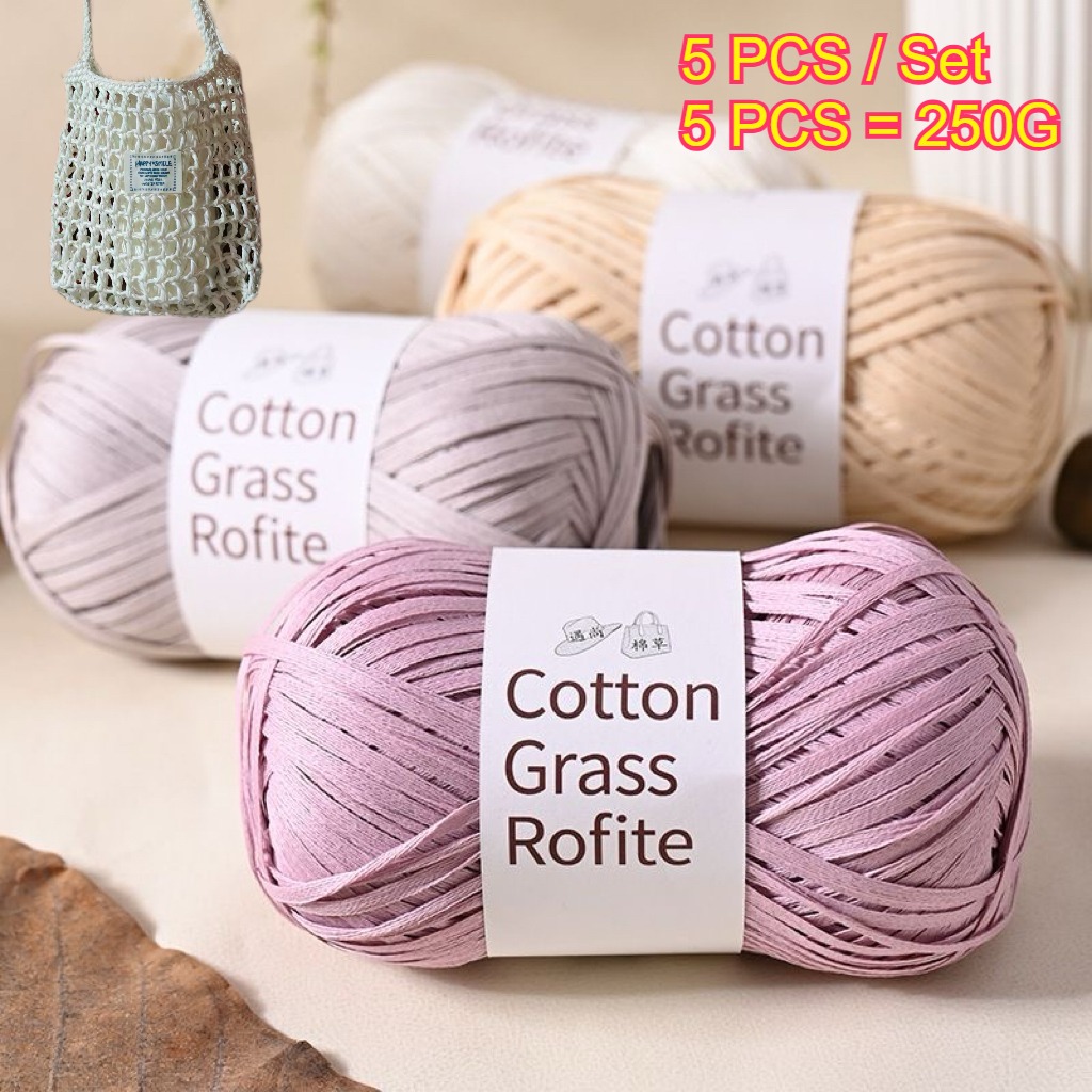 5PCS 250g Raffia Paper Rope Kn - огляд і ціна Crochet Bag Raffia