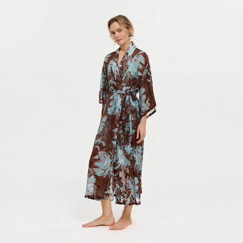 Women Black White Ink Floral S - огляд і ціна Kimono Sheer Floral