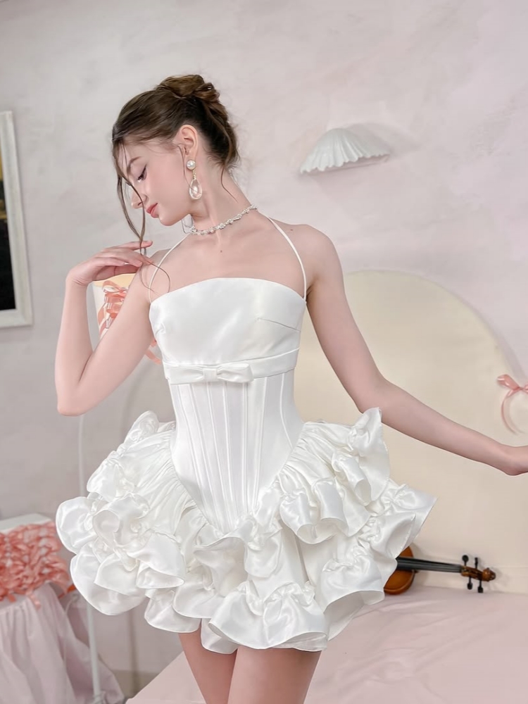 Women Pink White Lace-up Dress - огляд і ціна Maxi Dress Halter