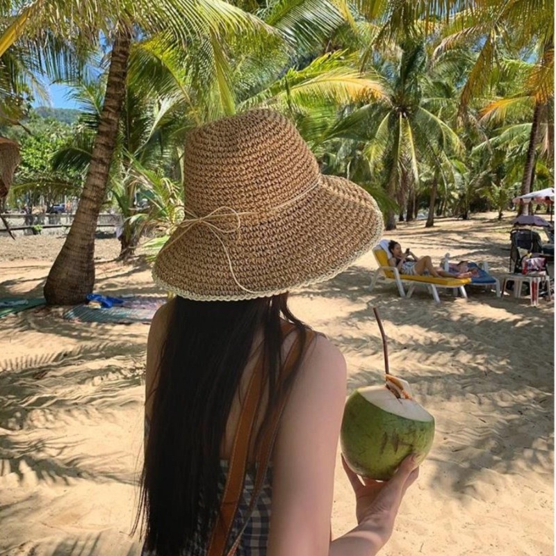 1pc Women's Summer Beach Straw - огляд і ціна Hat Floppy Wide